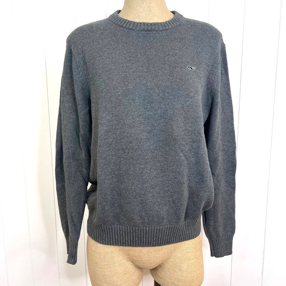 Vineyard Vines Gray Crew Neck 100% Cotton Sweater SZ S - Picture 1 of 8